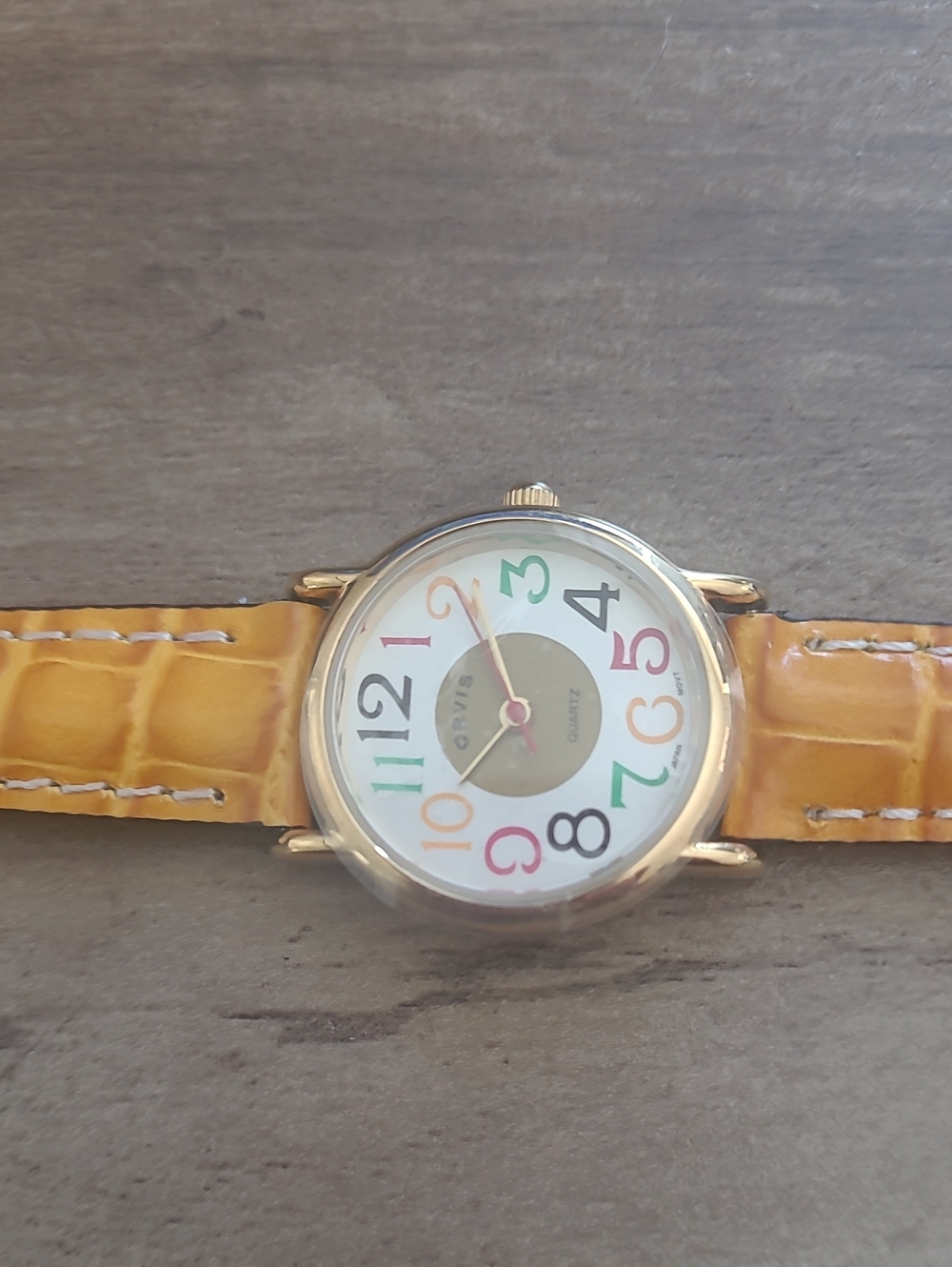 Nwot Orvis Colorful Number Dial Yellow Strap Watch